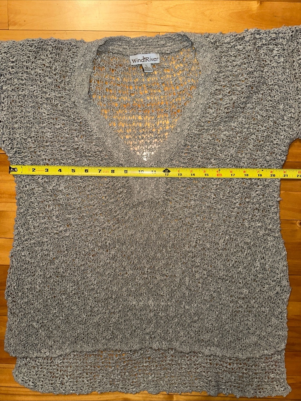 Windriver Light Gray Open-Knit V-Neck Sweater Tunic - Picture 5 of 7